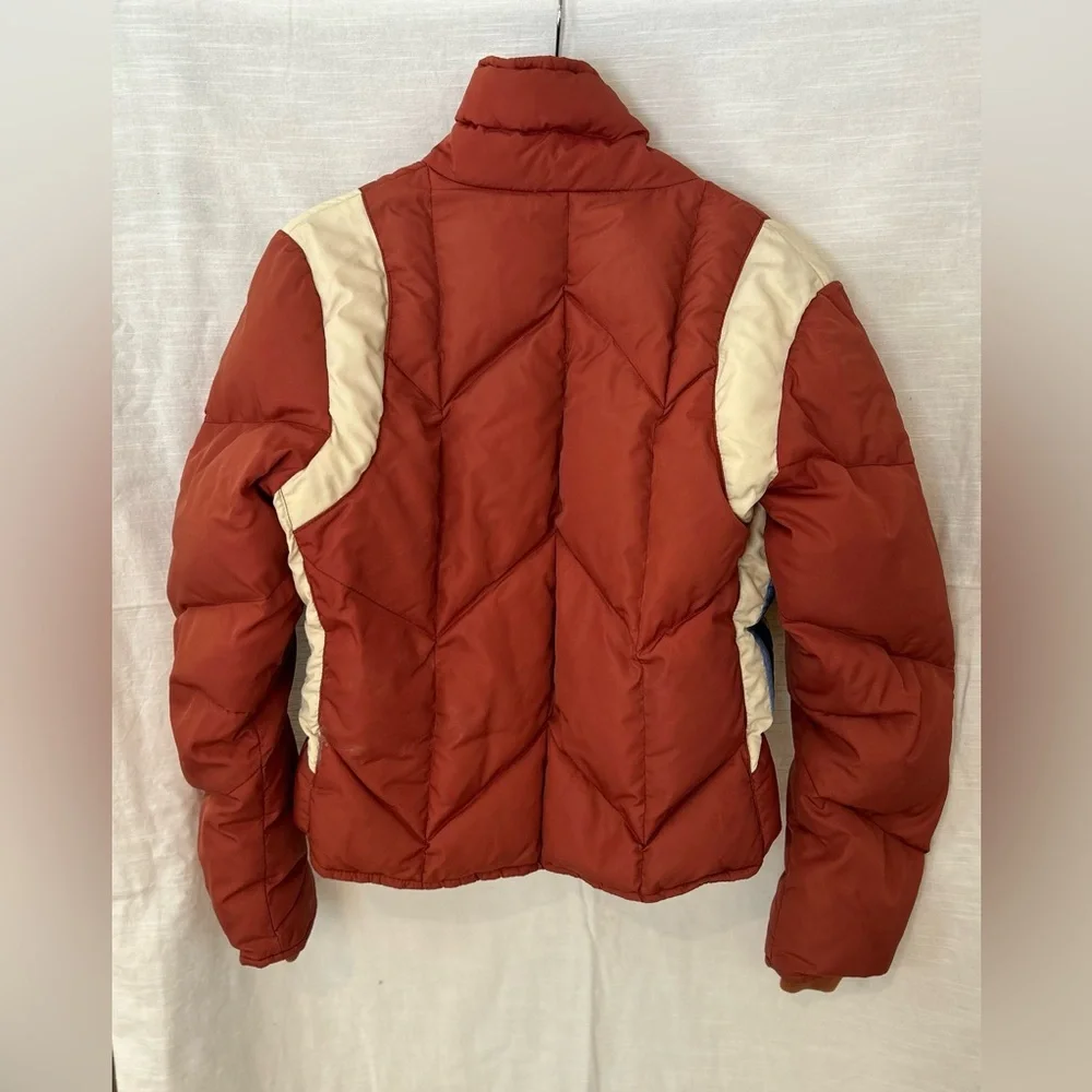 Vintage Retro 1970's Obermeyer Women's Rust‎ and Cream Puffer Jacket cozy